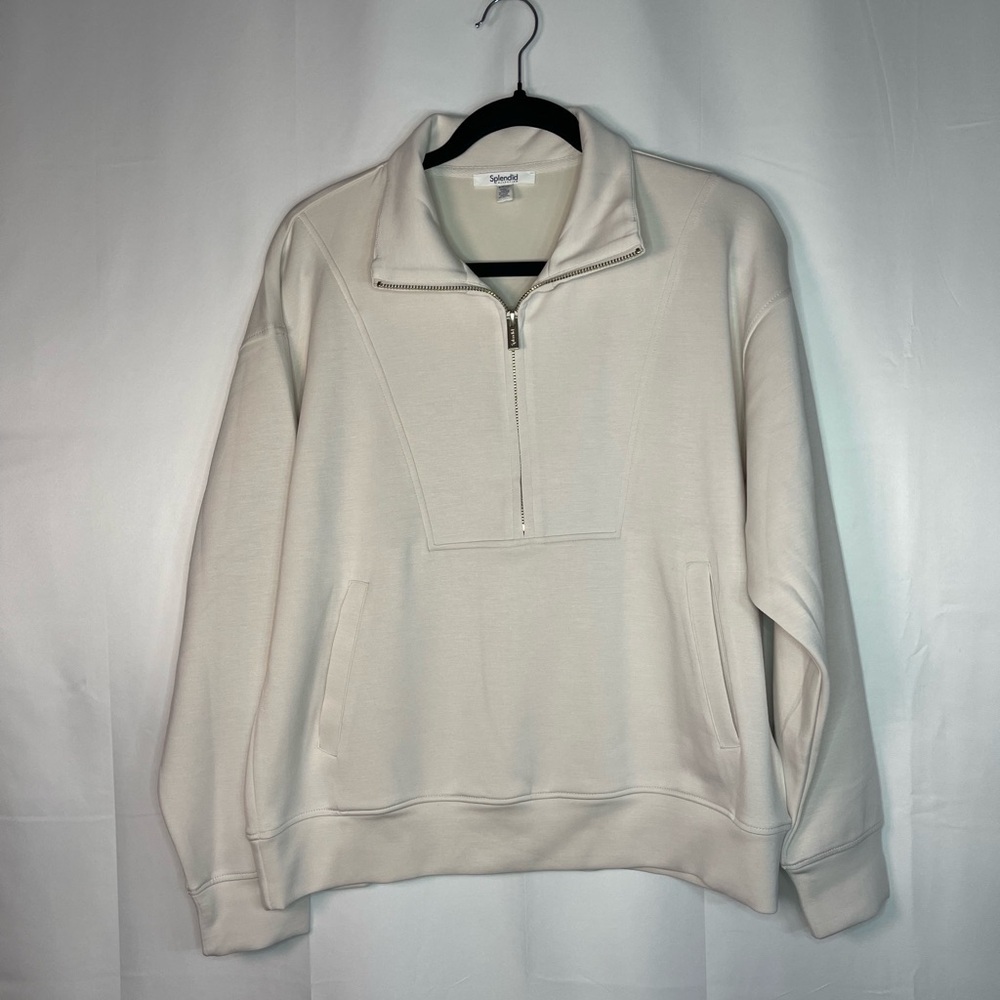 Splendid Women's Cream Zip-Up Sweater
